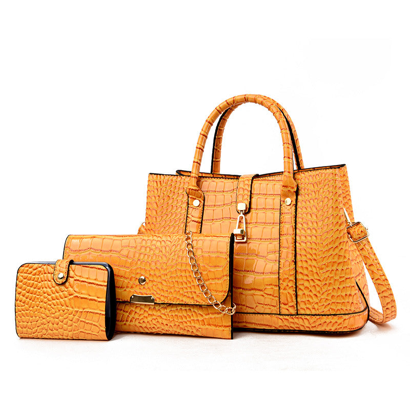 Women's Fashion Large Capacity Crocodile Buckle Baby Diaper Bag