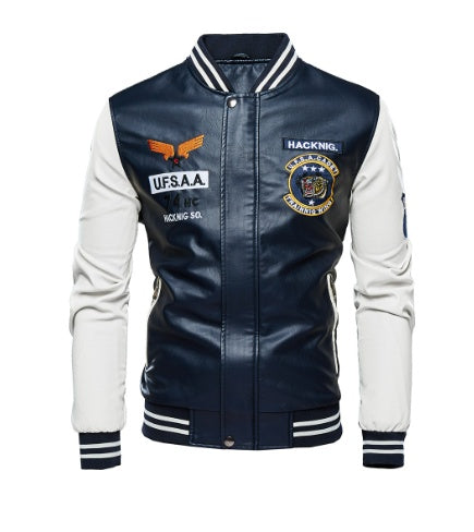 Herre Plus Fleece Cropped Læderjakke Baseballuniform
