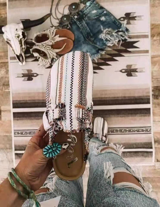 Oversized Shoes Spring And Autumn European And American Multi-color Half-support Leopard Cow Lazy Slippers Women's Outer Wear