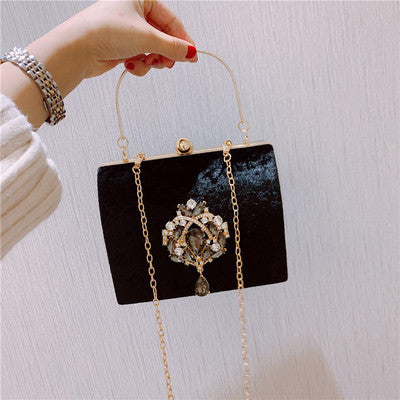 Women's Velvet Retro Small Square Bag