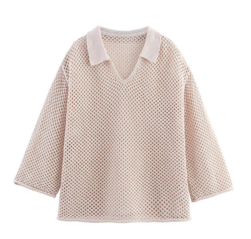 Hollow Long Sleeve Knitted Skirt Suit