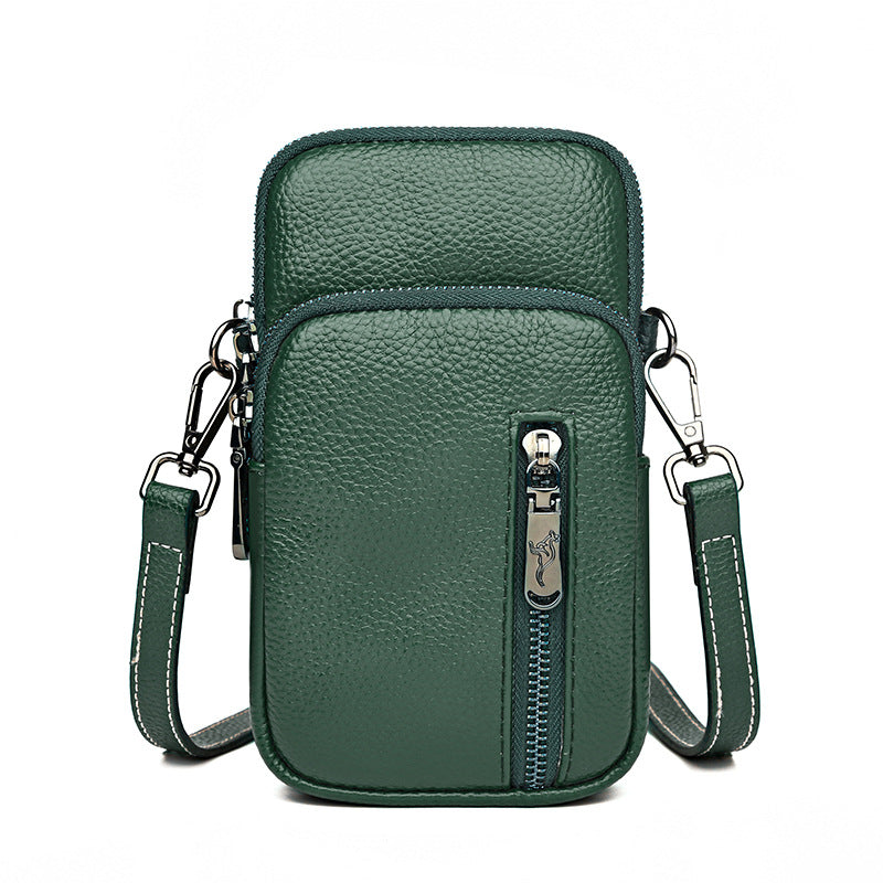 Cross-border First-layer Cowhide Mobile Phone Bag Trendy Fashion