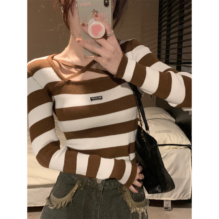 Inner Striped Needle Slim Fit Sweater