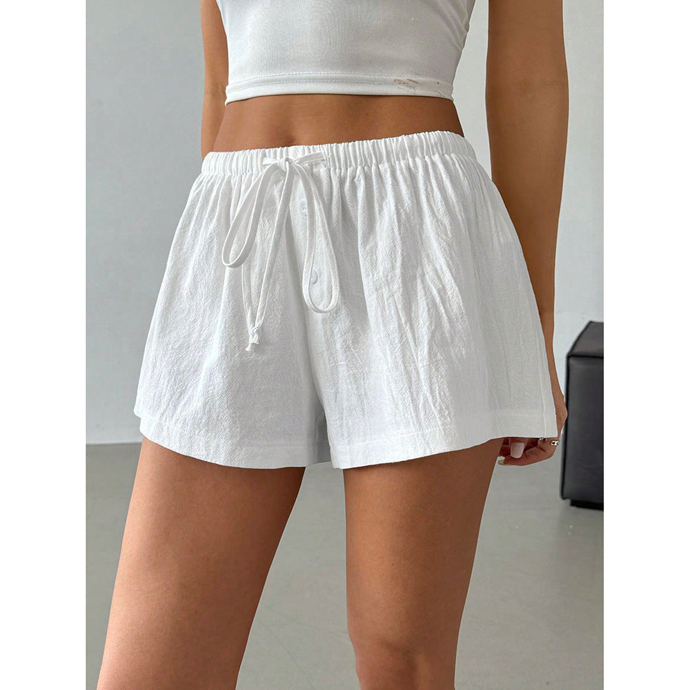Moderne Stribede Elastiske Casual Shorts Hjemme Løse Slankende