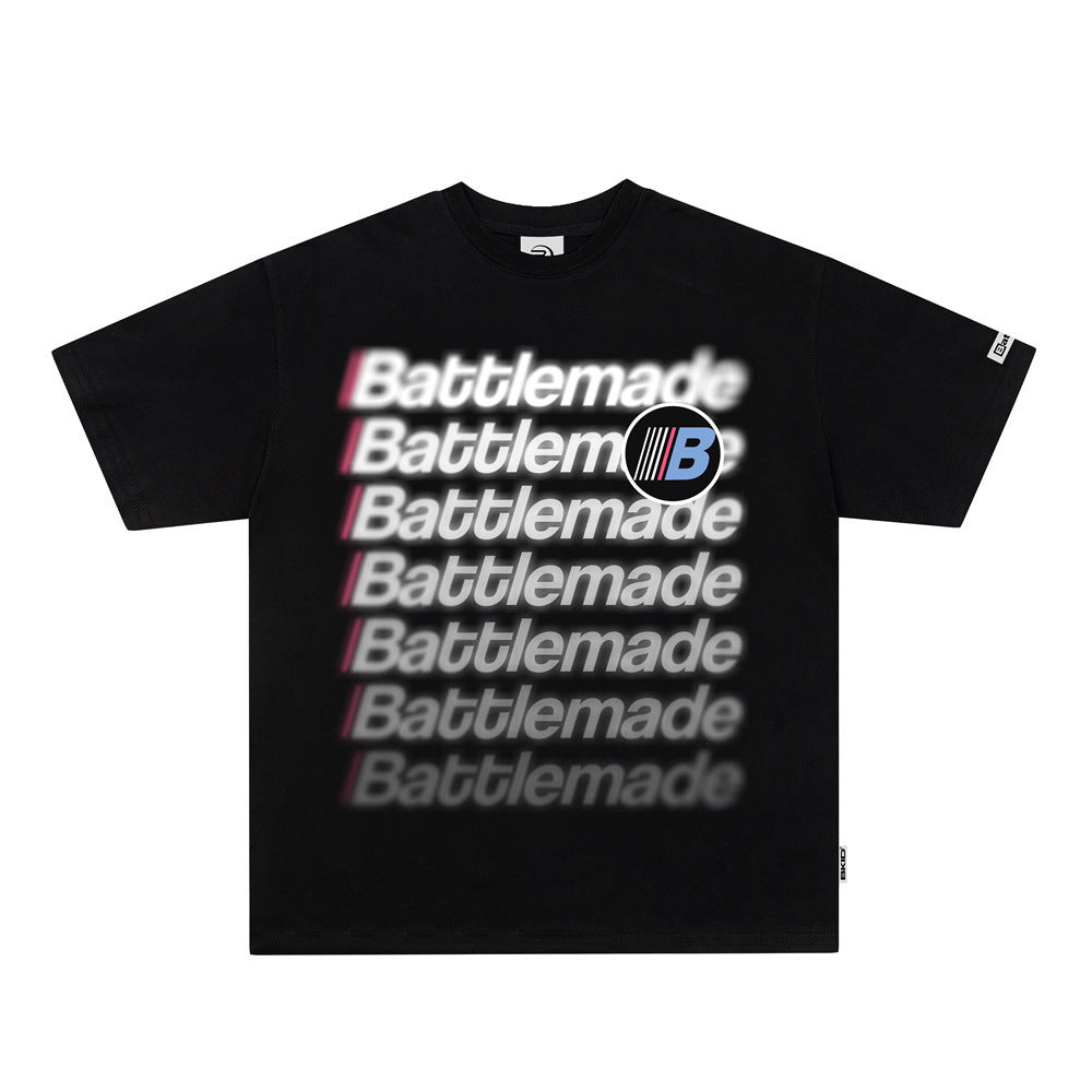 Large-Area Printed Letter Short-sleeved T-shirt For Men And Women