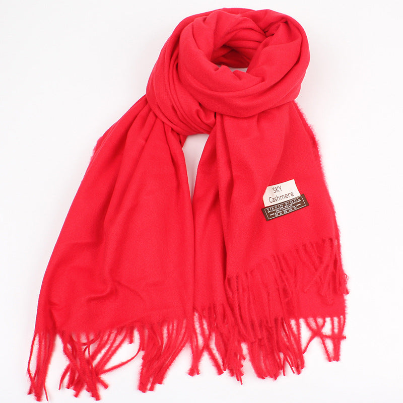 Solid color faux cashmere scarf for warmth