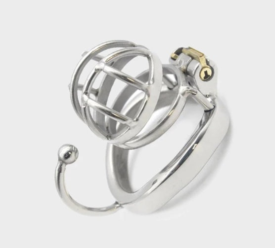 Men's short stainless steel chastity lock
