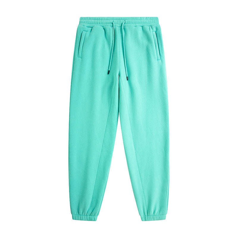 Plus Fleece Clean Color Pinched Foot Drawstring Sweatpants