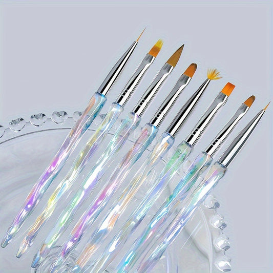 8 PCs Nail Drawing Line Smudges Brush Suit