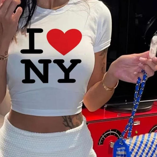 Fashion Letter Print Cute Streetwear T-shirt Short Sleeve Women
