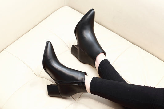 New European And American High-heeled Martin Boots Pointed Thick