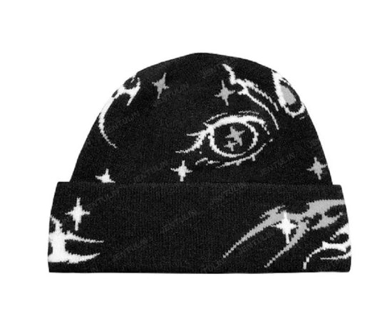 Thorn Lightning Jacquard Pattern Knitted Beanie Stretchy Warm And Thickened Cold Weather Hat