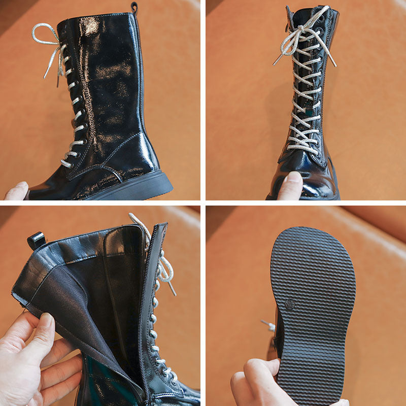 High-Top Girls Long Martin Leather Boots
