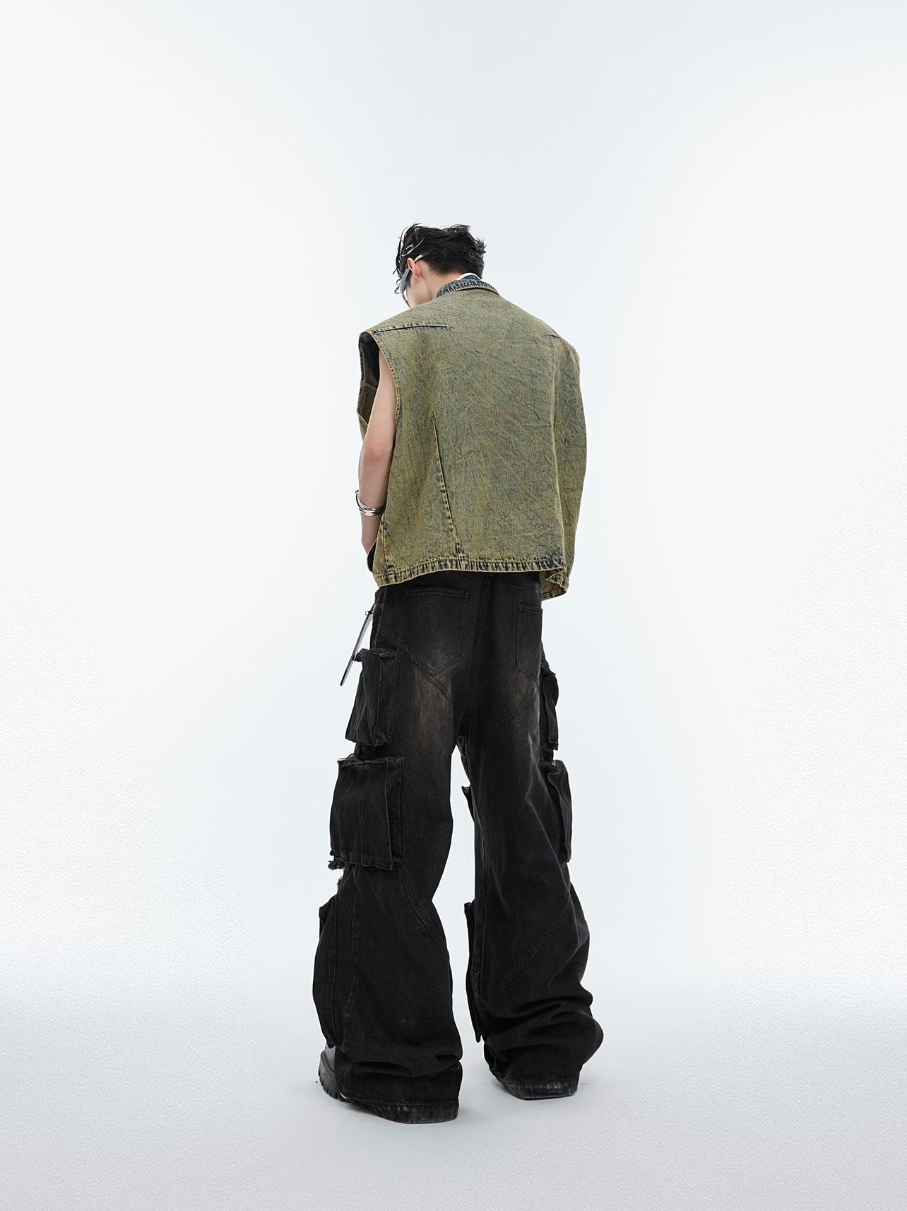 Metal Rivet Design Denim Vest Sleeveless Jacket