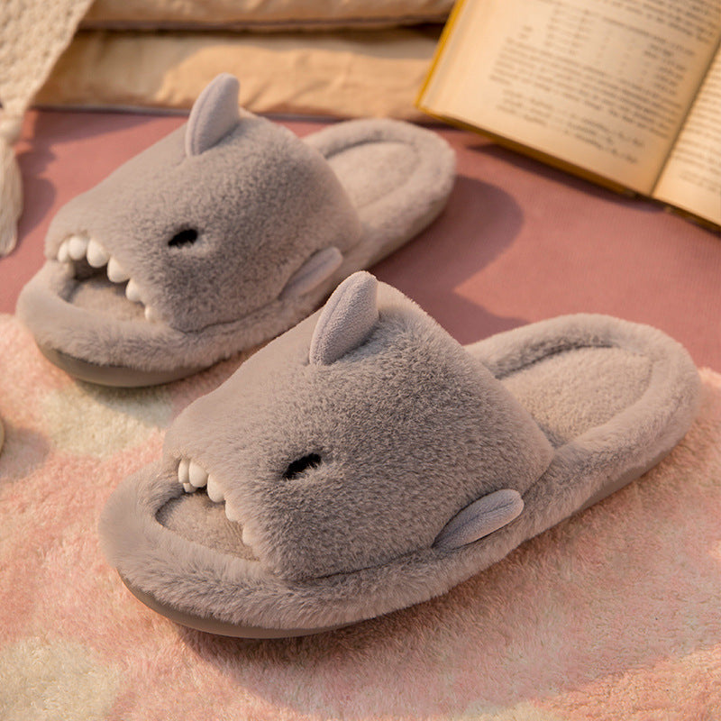 Men's And Women's Autumn And Winter Shark Cotton Slippers Non-slip Warm