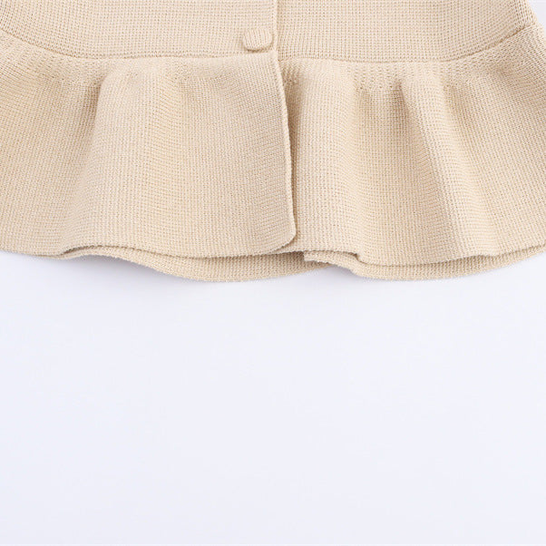 Fashionable Short Sleeve Skirt Style Knit Jacket