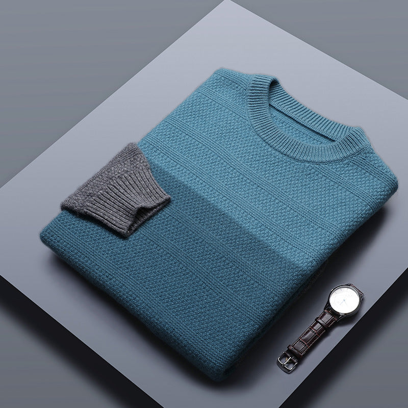 Men's Round Neck Color-blocking Padded Sweater