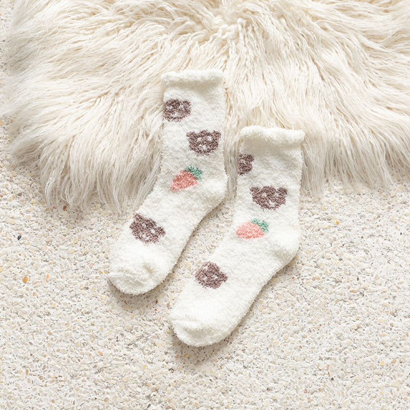 Female middle tube love Japanese cute dots home warmth month sleep socks