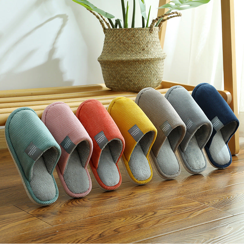 Cotton slippers female warm cute plush couple home