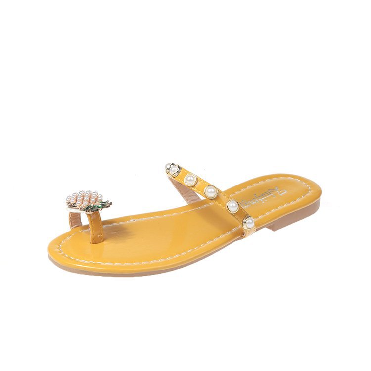 Pineapple Pearl Slippers Female Summer Flip Flops Outer Wear Flat Sandals And Slippers