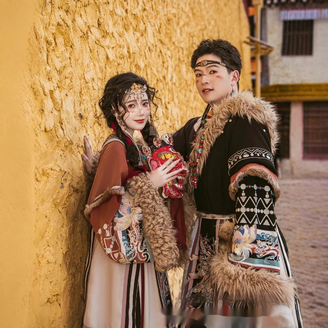 Trip Shoot Costumes Autumn And Winter Big Fur Collar Tibetan Robe