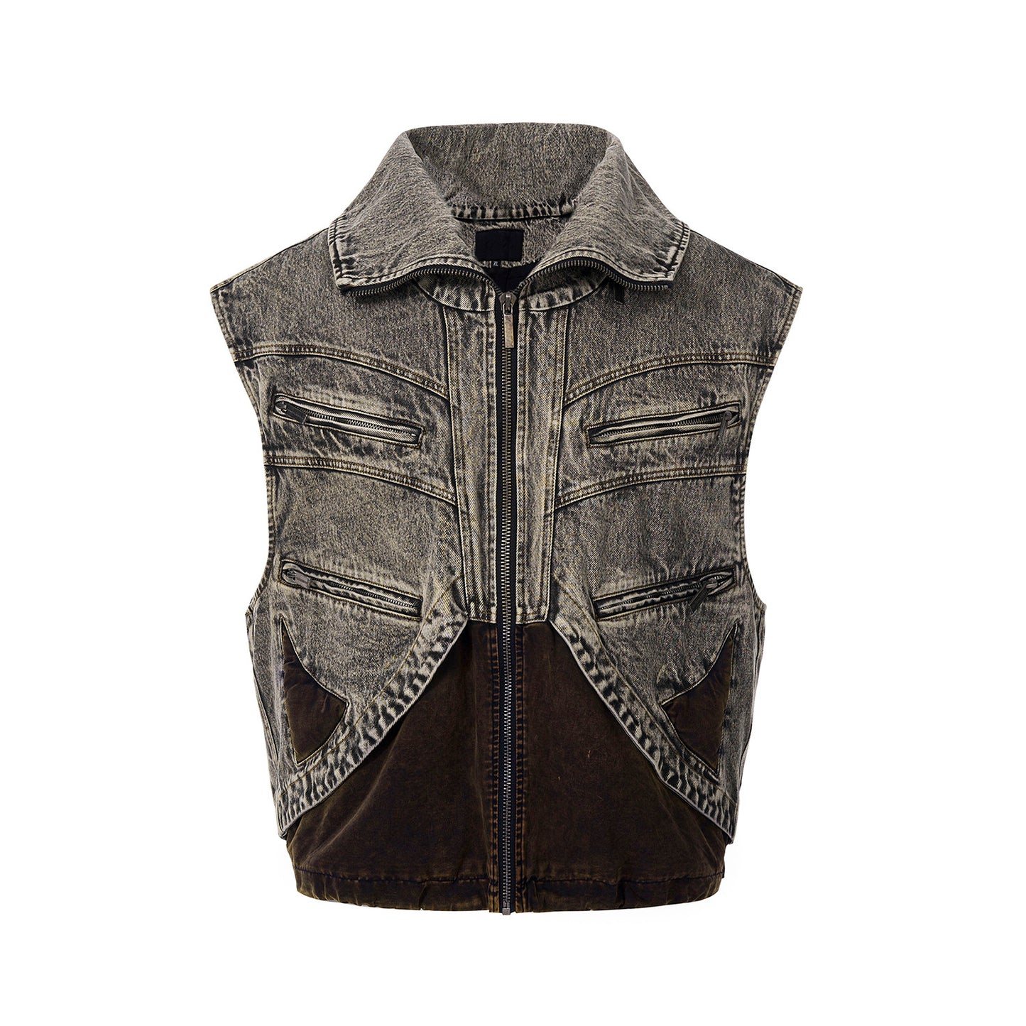 Splejsning Denim Vest Jakke Mænds Sommer Lynlås Ærmeløs Camisole