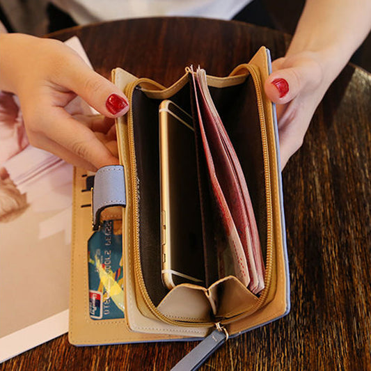 Ladies Long Hollow Belt Buckle Zipper Wallet
