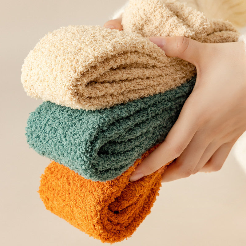 No Hair Loss Coral Velvet Knee Socks For Children To Thicken And Keep Warm