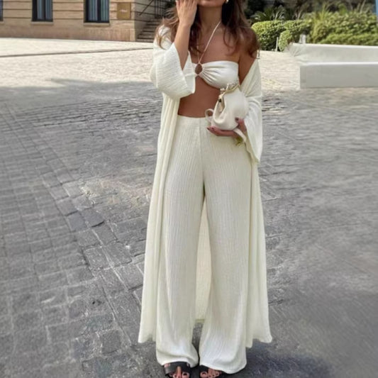 New Casual Long Cardigan Paired With High-waisted Pants