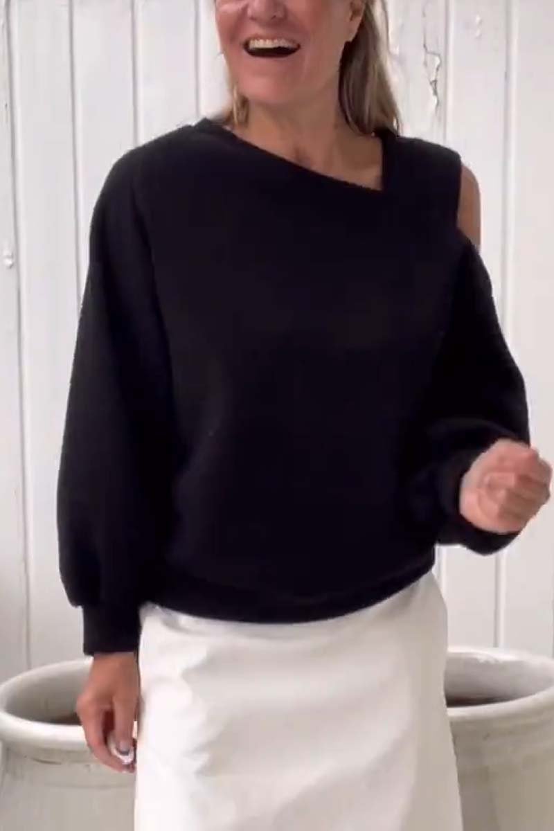 Leisure Off-shoulder Loose Long Sleeve Fleece-lined Bathroom
