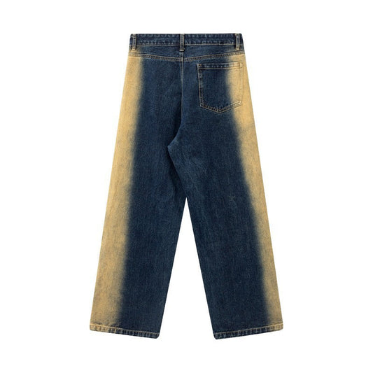 Men's And Women's Same High Street American Monkey Wash Jeans