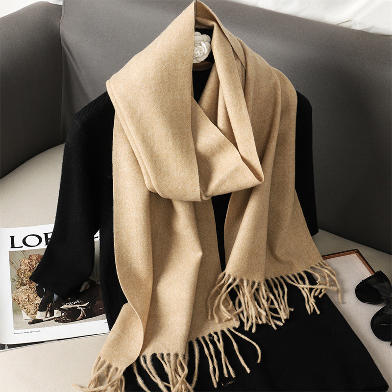 Solid Color Maillard Scarf Cashmere-like Women Warm Shawl