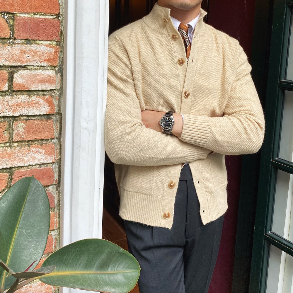 Warm Single-breasted Knitted Cardigan Coat Stand Collar Sweater