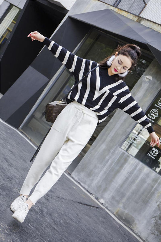 Knitted Harem Pants Fashion Solid Color Hemp Lace Thickening