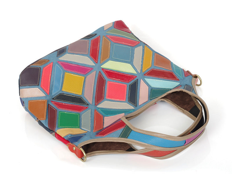 Color pattern stitching lady crossbody bag