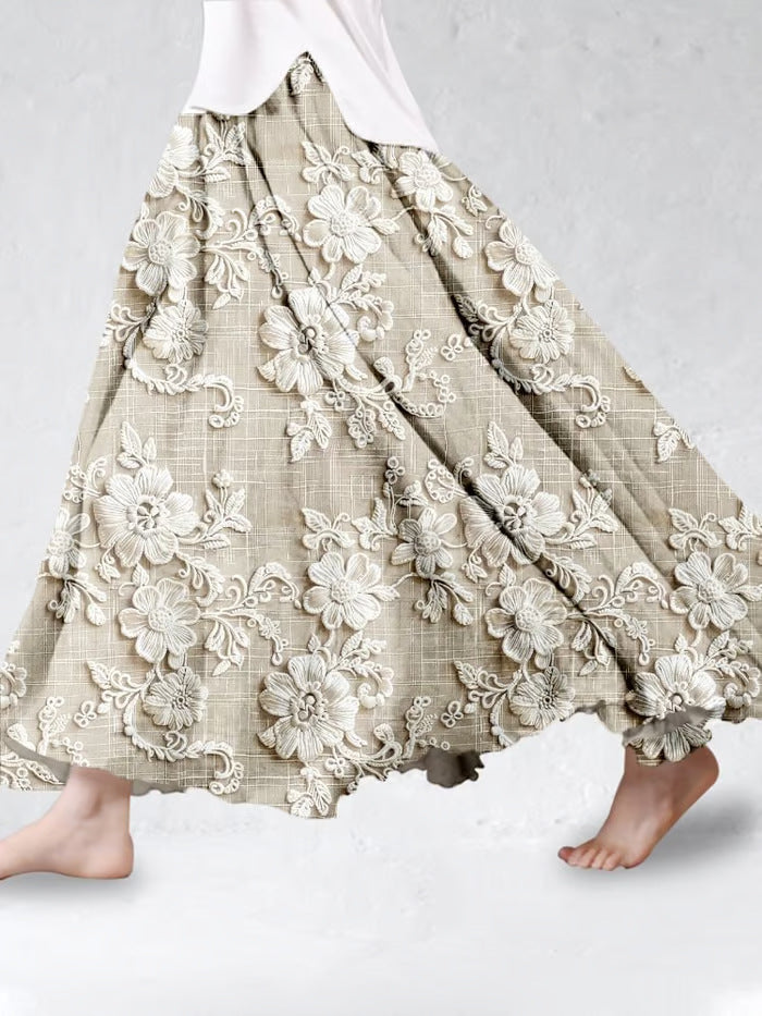 SpringSummer Fashion New Arrival Womens Big-Flared 3D Printed Skirt