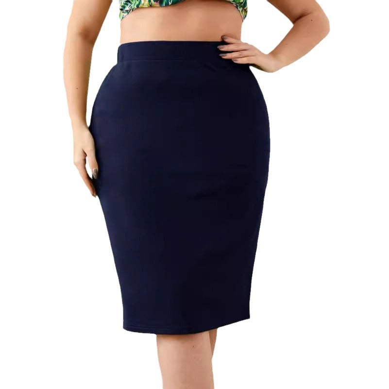Plus Size Slit Solid Skirt