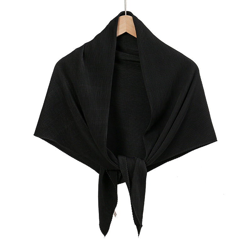 Solid Color Satin Crumpled Large Kerchief Fashion Scarf