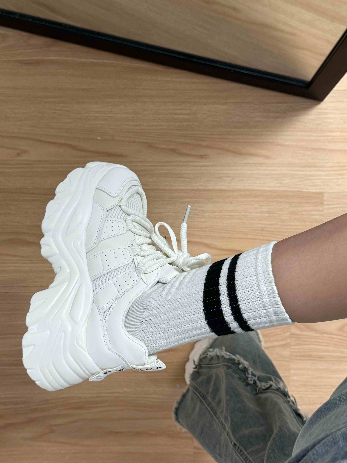 Raise The Bottom Dad Shoes Women's Breathable Net Cloth Casual Shoes  8cm