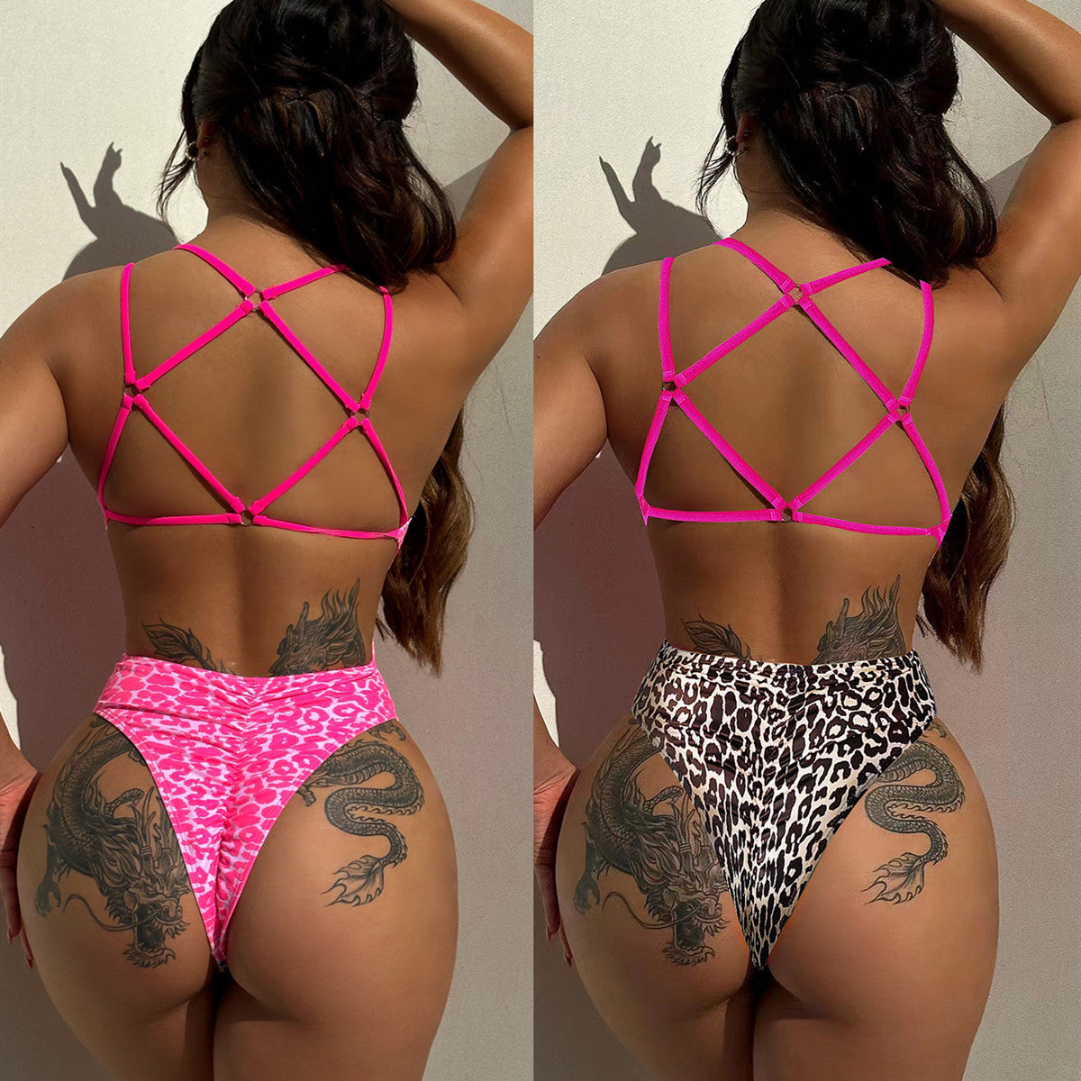European And American Sexy Leopard Print Swimsuit Suit