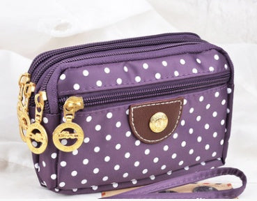 Canvas handbags handbags Korean version of the three-zipper multi-layer wallet hand bag packet phone change