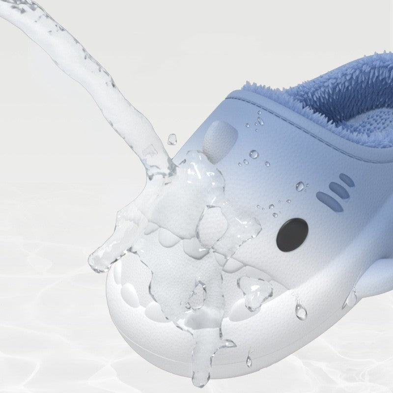 Waterproof Gradient Shark Cotton Slipper