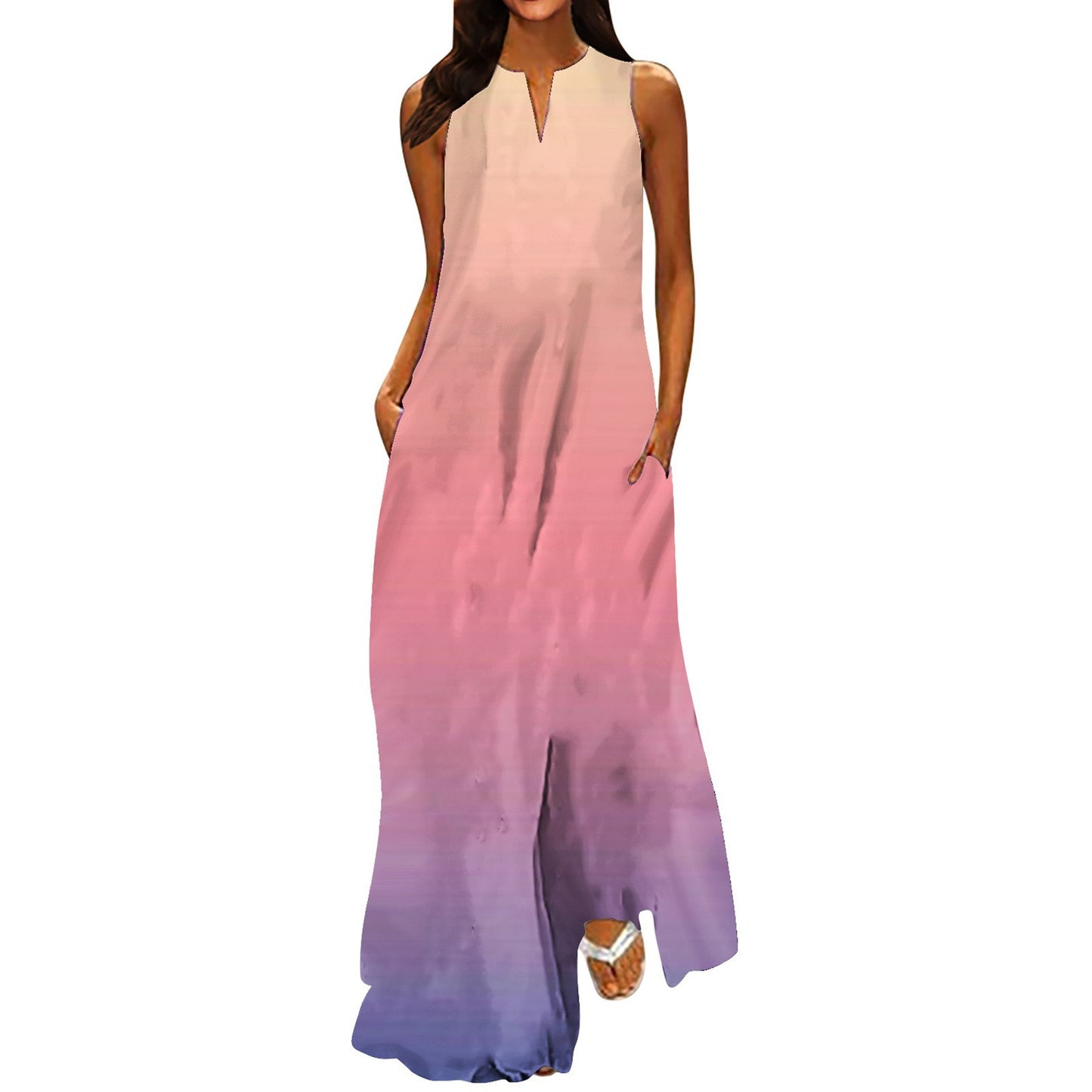 V-neck Pocket Floral Dress For Women