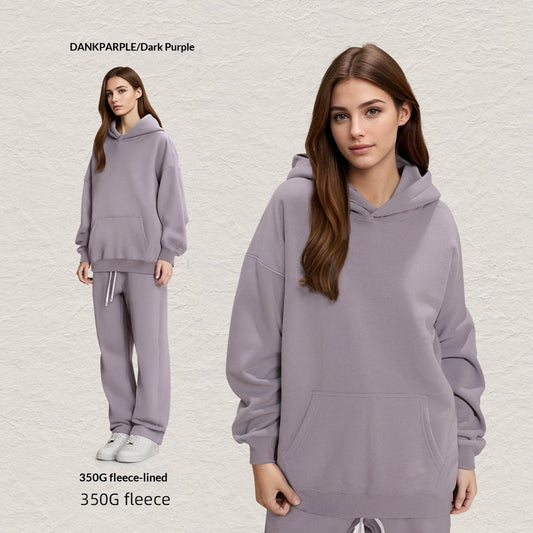 Men's Hooded Sweatshirt Fleece-lined Loose Sweatshirt Set