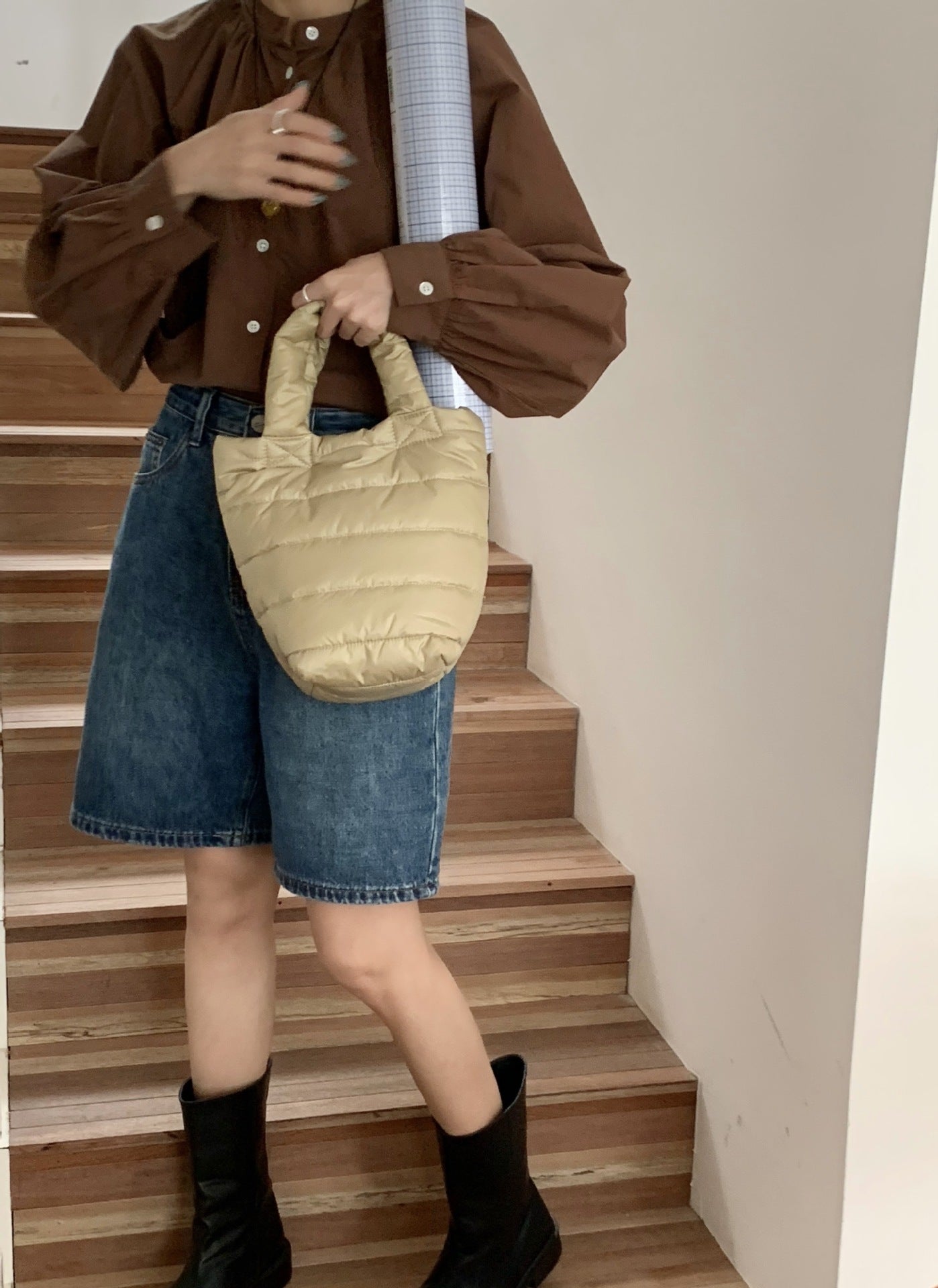Autumn And Winter Cotton Filling Soft Handbag