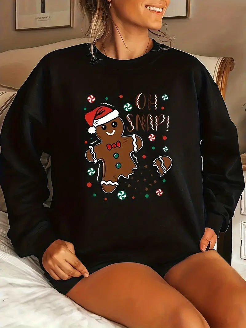 Ingefærkage-sweater med print i Kawaii juletema
