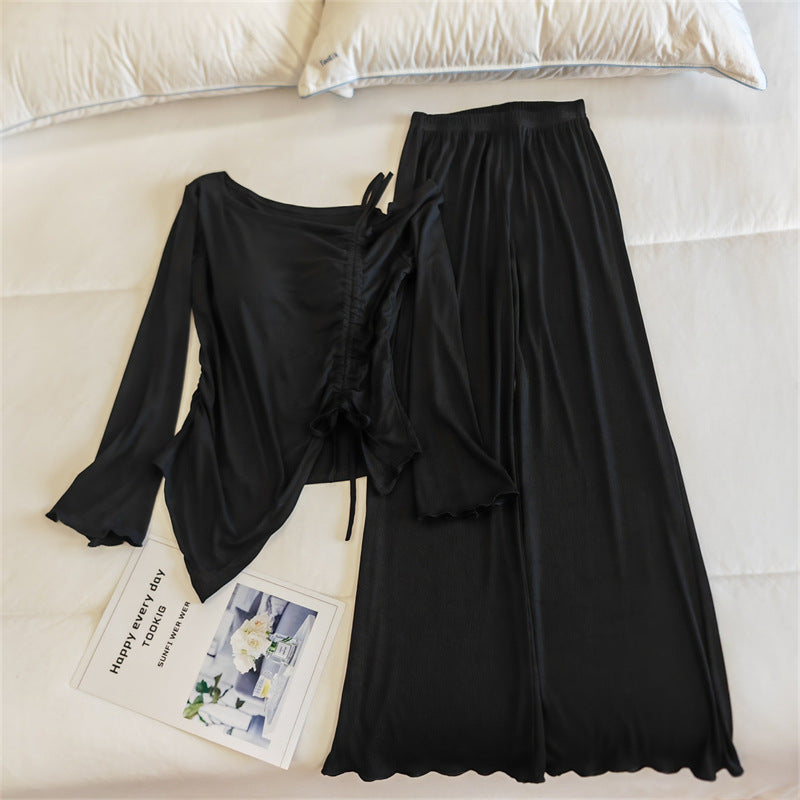 Womens Springautumn Long-sleeve Lightweight Pajama Set