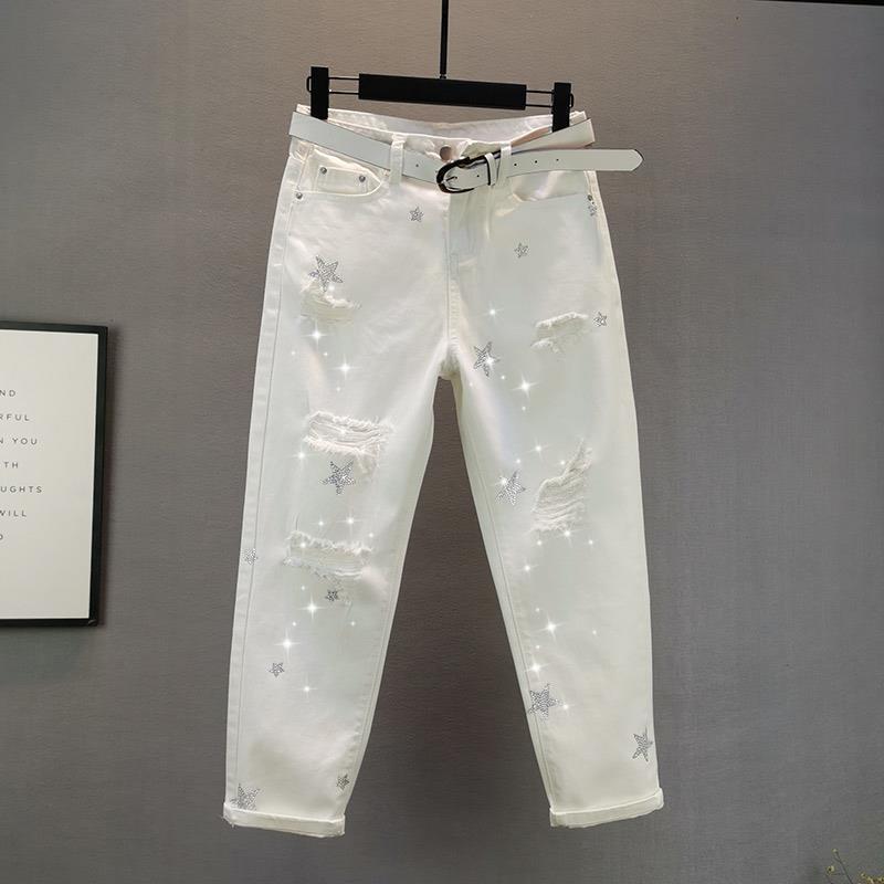 Men's Loose And Thin Star Hot Drill Hole Chimney Pants
