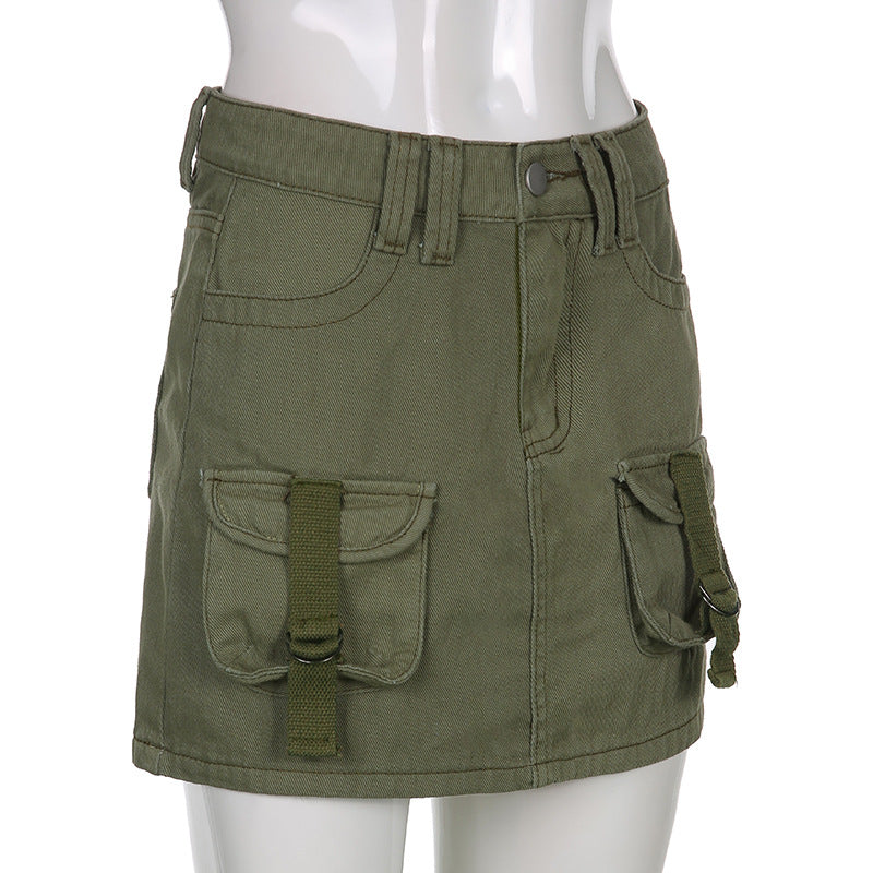 Women's Solid Color Low Waist Slim Bag Hip Skirt