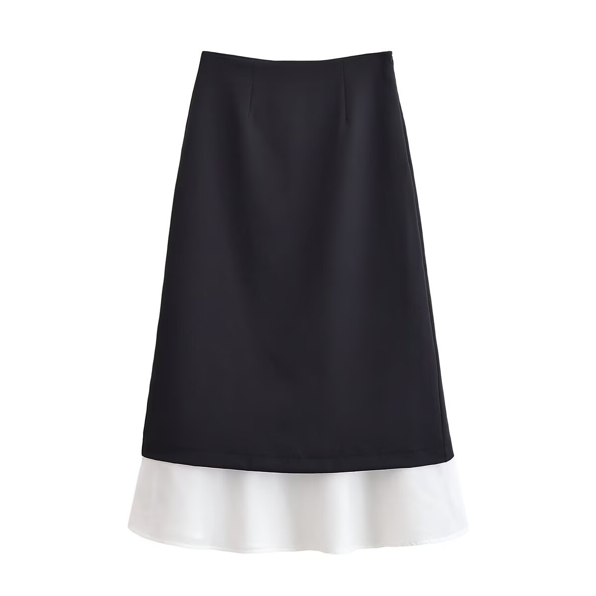 Versatile Black And White Patchwork Midi Skirt